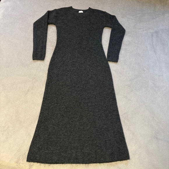 H&M Sweater Dress Medium Dark Grey Maxi Long-Sleeve Soft Cottagecore Capsule - Picture 1 of 6